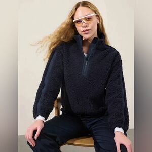 Athleta Cloud Fleece Sweatshirt Half zip women's small navy blue NEW NWT